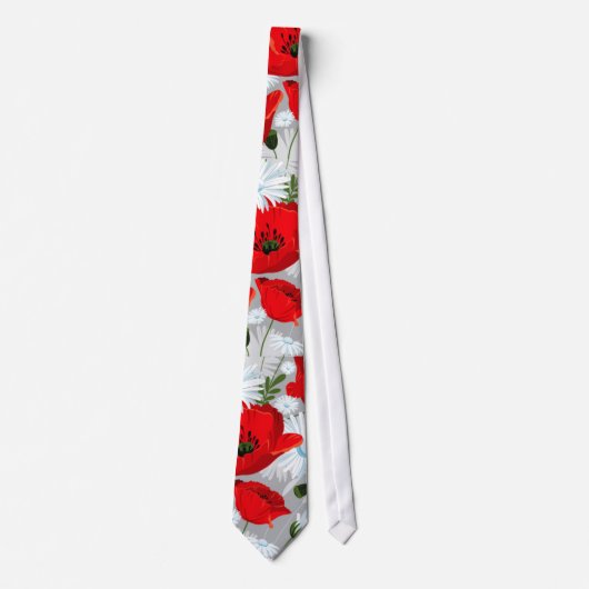 shabby chic poppies en daisies red and white strop stropdas (Voorkant)