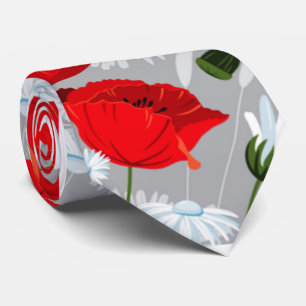 shabby chic poppies en daisies red and white strop stropdas