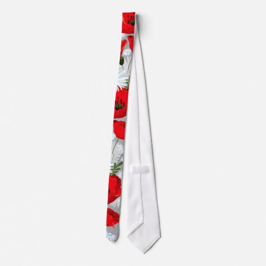 shabby chic poppies en daisies red and white strop stropdas (Achterkant)