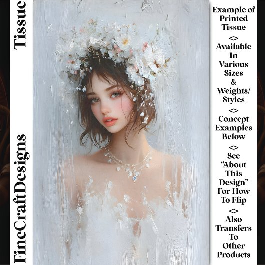 Shabby Chic Portret, Witte Bloemen CX7L Decoupage Tissuepapier