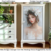 Shabby Chic Portret, Witte Bloemen CX7L Decoupage Tissuepapier