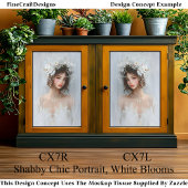 Shabby Chic Portret, Witte Bloemen CX7L Decoupage Tissuepapier