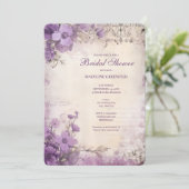 Shabby Chic Purple Lavender Floral Bridal Shower Kaart (Staand voorkant)