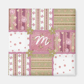 Shabby Chic Quilt Patch Monogram Magnet (Voorkant)