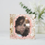 Shabby Chic Quinceanera  Fotokaart Announc Kaart (Staand voorkant)