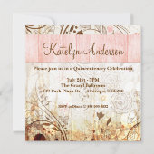 Shabby Chic Quinceanera  Fotokaart Announc Kaart (Achterkant)