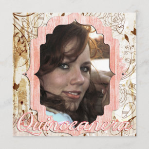 Shabby Chic Quinceanera Fotokaart Announc Kaart