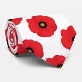 Shabby Chic Red en White Poppies Floral Stropdas (Opgerold)