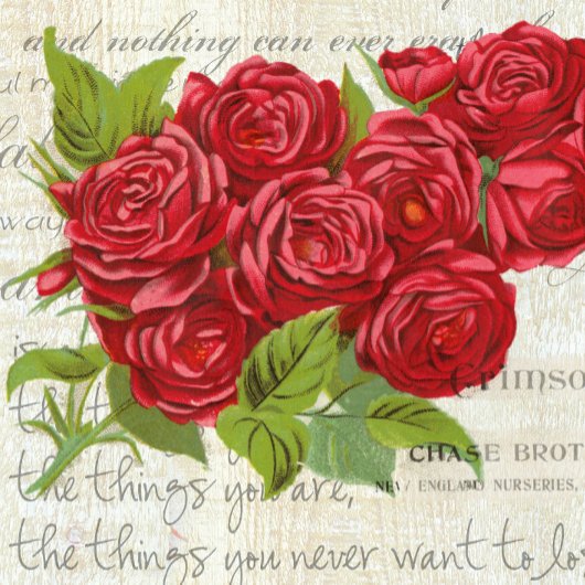  Shabby Chic Red Roses Antiek script Sleutelhanger
