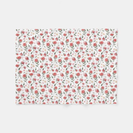 Shabby Chic Red Roses Fleece Blanket Deken (Voorkant (Horizontaal))