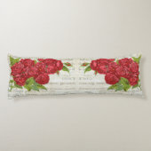 Shabby Chic Red Roses op Antiek script Lichaamskussen (Achterkant)