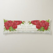  Shabby Chic Red Roses op Antiek script Lichaamskussen (Voorkant)