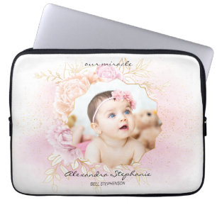 Shabby Chic Retro Baby Girl Foto Laptop Sleeve