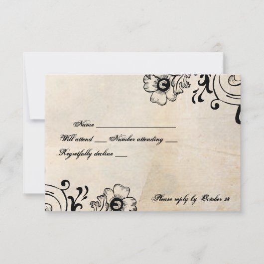 Shabby Chic Retro Floral rsvp met enveloppen (Voorkant)