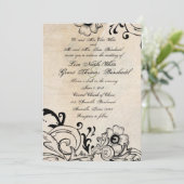 Shabby Chic Retro Floral Wedding Uitnodiging (Staand voorkant)