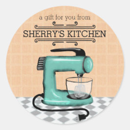 Shabby chic retro stand mixer food bakkerij sticke ronde sticker