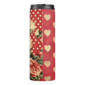 Shabby Chic Rode Bloemen Hart Spot Mix Thermosbeker (Achterkant)
