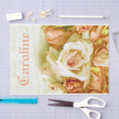 Shabby Chic Romantic Peach Rozen Persoonlijke naam Tissuepapier (Craft)