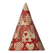 Shabby Chic Rood Patchwork Patroon Feesthoedjes (Rechts)