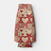 Shabby Chic Rood Patchwork Patroon Flesjeskoeler (Voorkant)