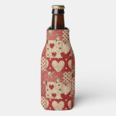 Shabby Chic Rood Patchwork Patroon Flesjeskoeler (Fles Voorkant)