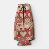 Shabby Chic Rood Patchwork Patroon Flesjeskoeler (Achterkant)