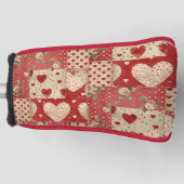 Shabby Chic Rood Patchwork Patroon Golfheadcover (Voorkant)
