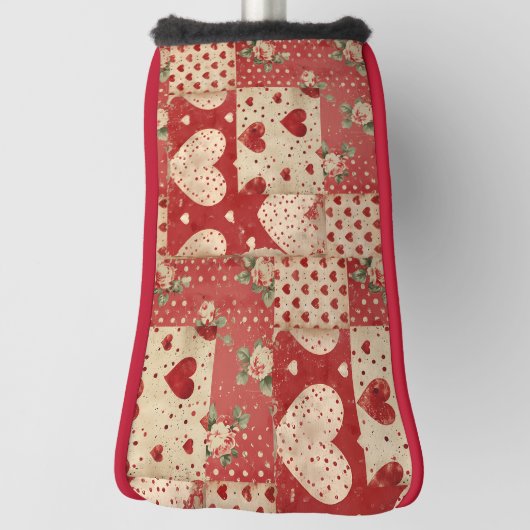 Shabby Chic Rood Patchwork Patroon Golfheadcover (Draai 90)