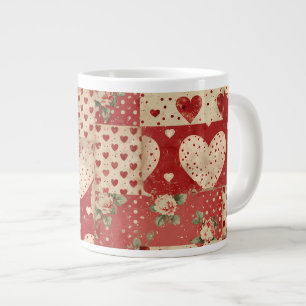  Shabby Chic Rood Patchwork Patroon Grote Koffiekop
