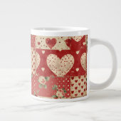  Shabby Chic Rood Patchwork Patroon Grote Koffiekop (Rechts)