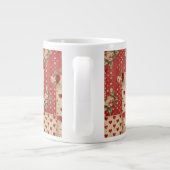Shabby Chic Rood Patchwork Patroon Grote Koffiekop (Achterkant)