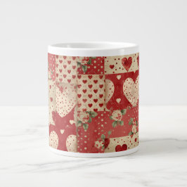 Shabby Chic Rood Patchwork Patroon Grote Koffiekop