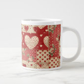 Shabby Chic Rood Patchwork Patroon Grote Koffiekop (Rechts)