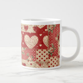 Shabby Chic Rood Patchwork Patroon Grote Koffiekop