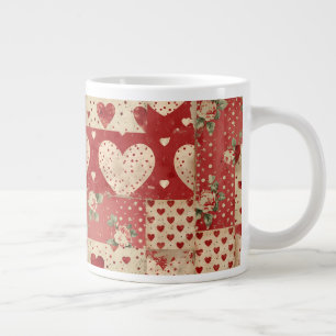 Shabby Chic Rood Patchwork Patroon Grote Koffiekop