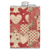  Shabby Chic Rood Patchwork Patroon Heupfles (Achterkant)