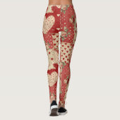Shabby Chic Rood Patchwork Patroon Leggings (Achterkant)