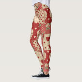Shabby Chic Rood Patchwork Patroon Leggings (Links)