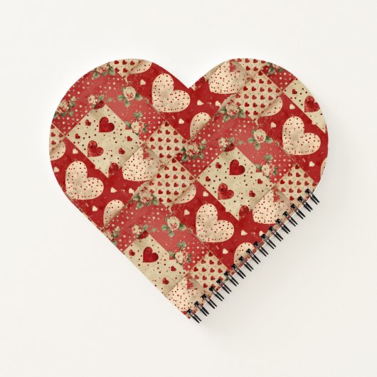 Shabby Chic Rood Patchwork Patroon Notitieboek (Achterkant)