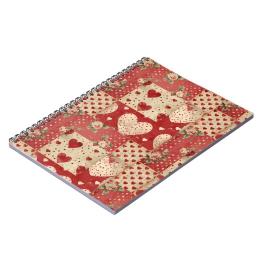 Shabby Chic Rood Patchwork Patroon Notitieboek (Linkerzijde)