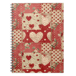 Shabby Chic Rood Patchwork Patroon Notitieboek