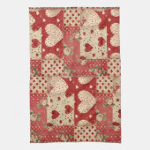 Shabby Chic Rood Patchwork Patroon Theedoek (Verticaal)