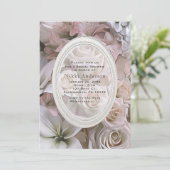 Shabby Chic Roos Bloemen Bruids Douche Uitnodiging (Staand voorkant)