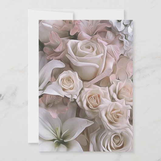 Shabby Chic Roos Bloemen Bruids Douche Uitnodiging (Achterkant)