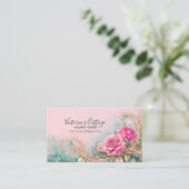 Shabby & Chic  Roos Bloemen Gepersonaliseerde Bus Visitekaartje (Staand voorkant)