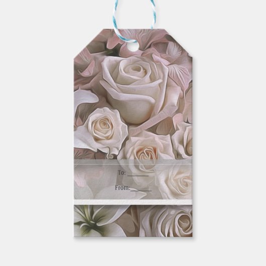 Shabby Chic Roos Bloemen Vrijgezellenfeest Custom  Cadeaulabel (Voorkant)