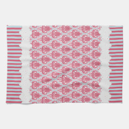 Shabby Chic Roos & Blue Damask & Stripes Theedoek