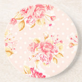 Shabby Chic Roos Dot Sandstone Onderzetters (Voorkant)