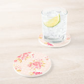 Shabby Chic Roos Dot Sandstone Onderzetters (Zijkant)