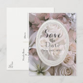 Shabby Chic Roos Floral Elegant Save the Date Aankondigingskaart (Voorkant / Achterkant)